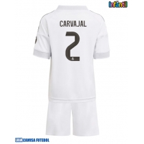 Camisa de Futebol Real Madrid Daniel Carvajal #2 Equipamento Principal Infantil 2025-26 Manga Curta (+ Calças curtas)